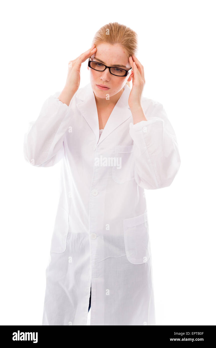 Stress headache woman scientist hi-res stock photography and images - Alamy