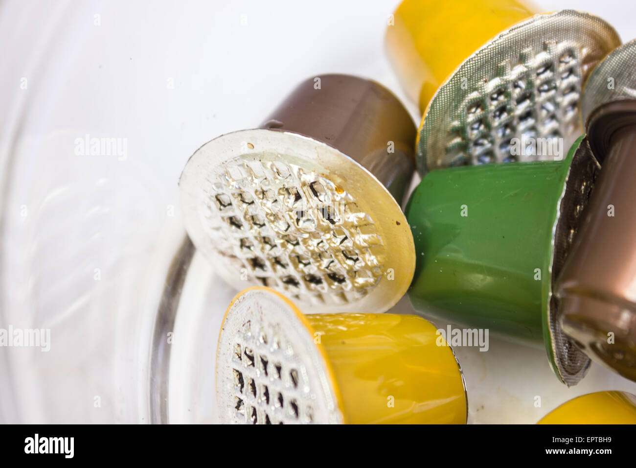 Spent or used empty Nespresso capsules, coffee capsules, aluminium capsules, raw material