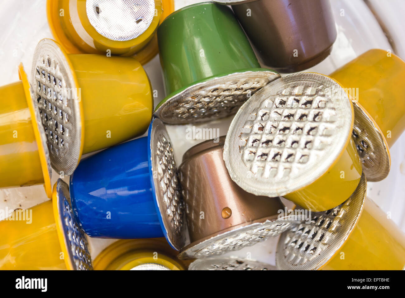 Spent or used empty Nespresso capsules, coffee capsules, aluminium capsules, raw material
