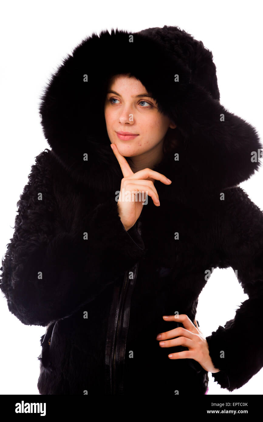 Young black woman fur coat hi-res stock photography and images - Alamy
