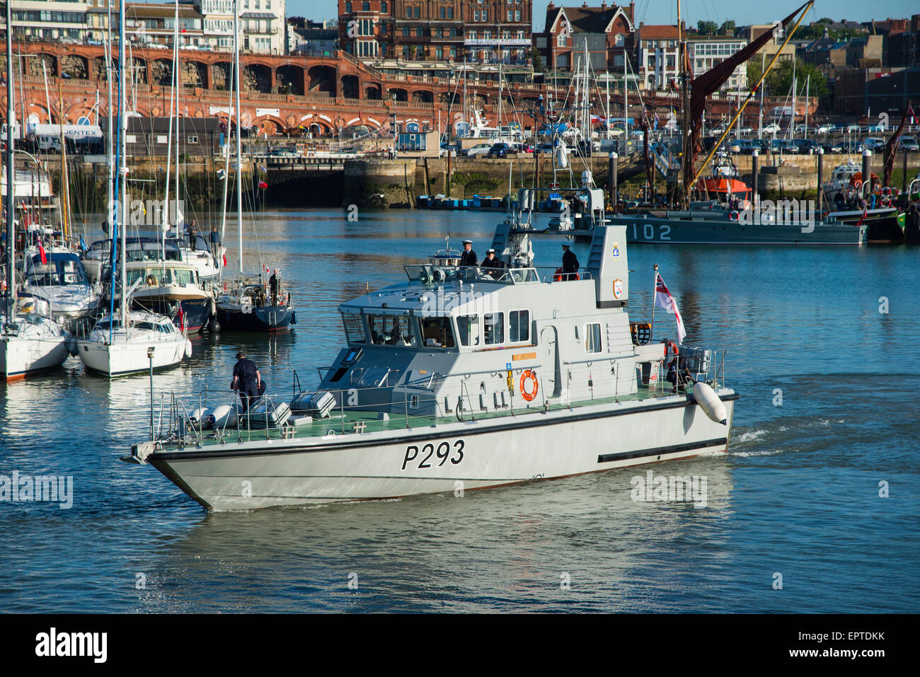Ramsgate, Kent 21 May 2015. HMS Ranger and HMS Trumpeter, both Archer Class patrol and training vessels, accompanied the Little Ships making the 75th anniversary crossing from Ramsgate to Dunkirk. Credit:  Paul Martin/Alamy Live News Stock Photo