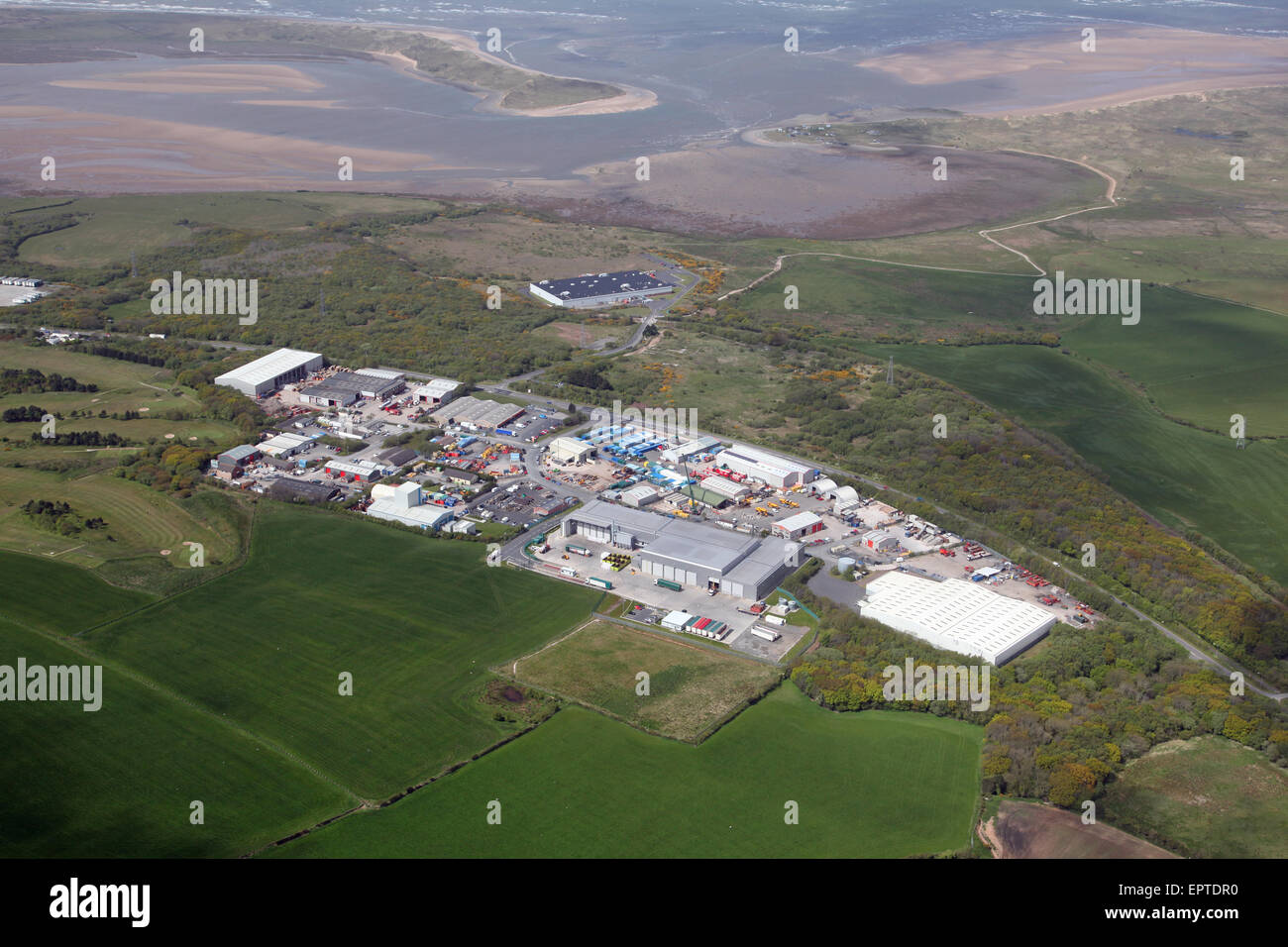 aerial view of Sowerby Woods Business Park and Sandscale Park, Industrial Estate near Barrow-in-Furness, UK Stock Photo