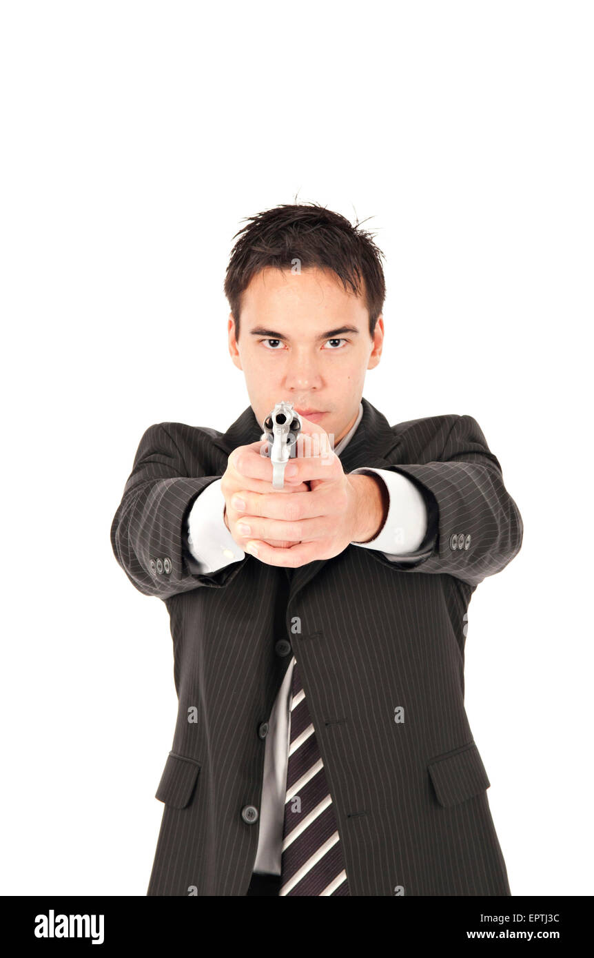 man pointing gun Stock Photo