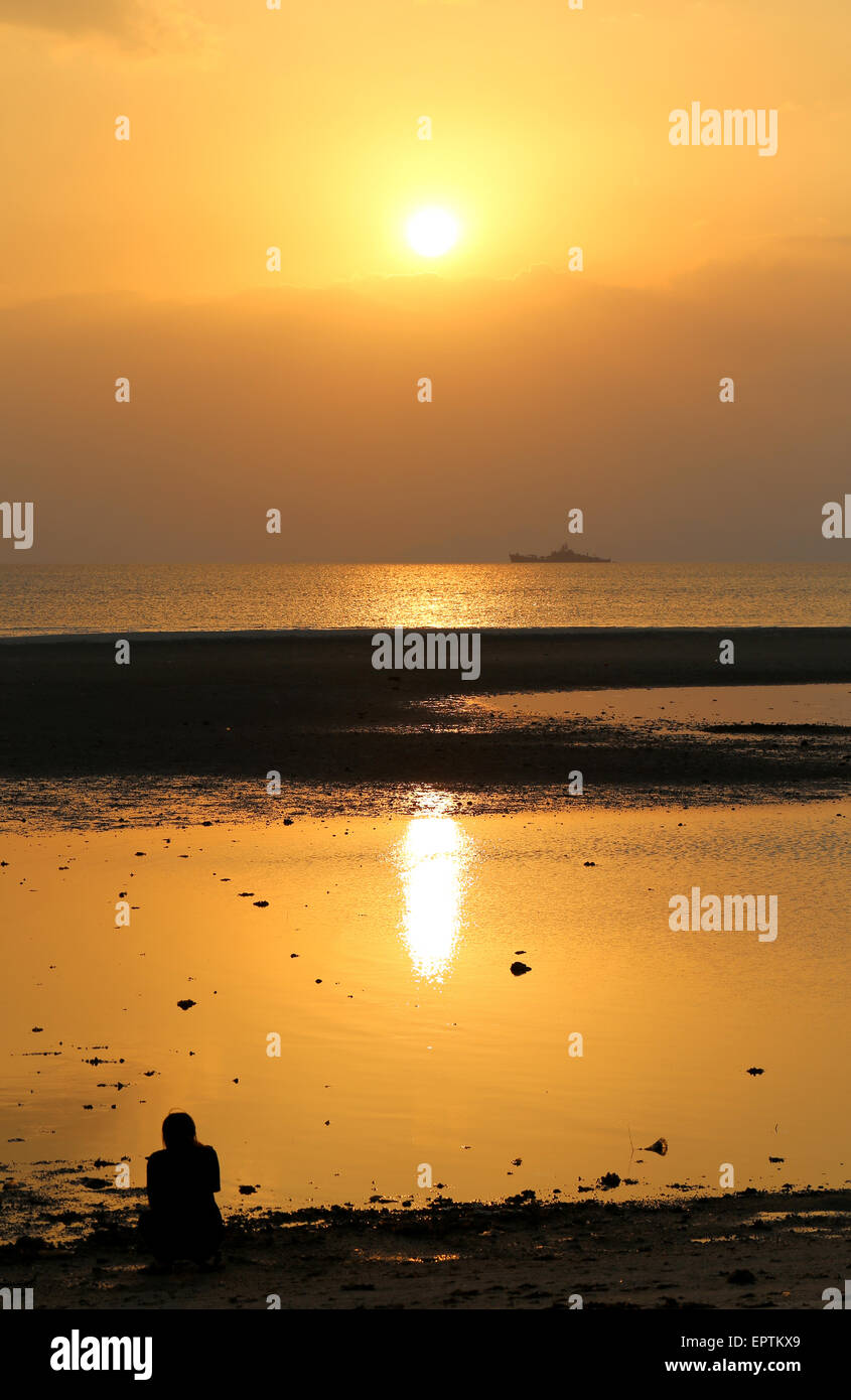 Beautiful sunset on the sea in Thailand on Koh Samui Stock Photo