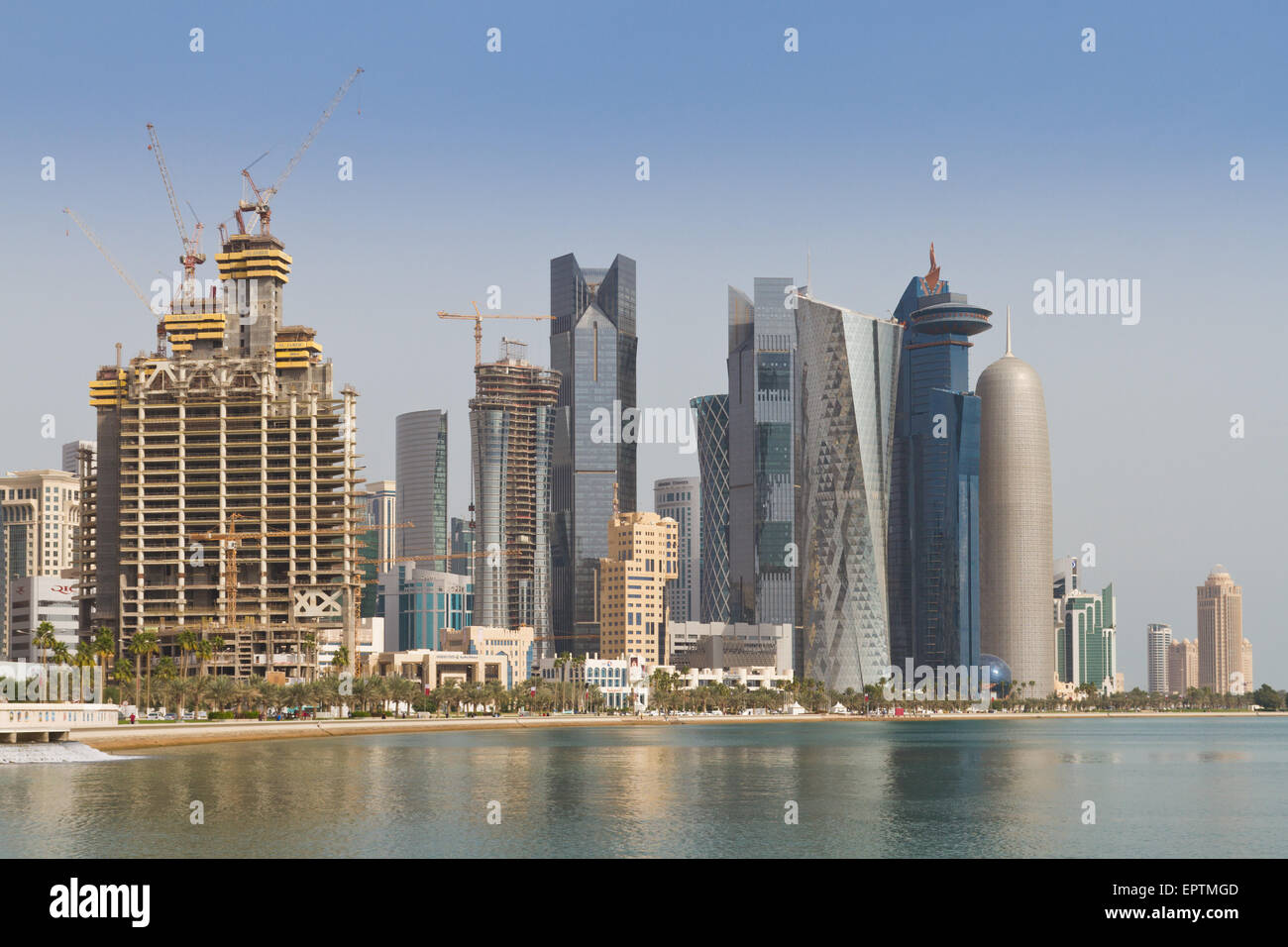 Doha skyscrapers: Dubai Towers, Al Bidda Tower, WTC Doha & Burj Qatar Stock Photo