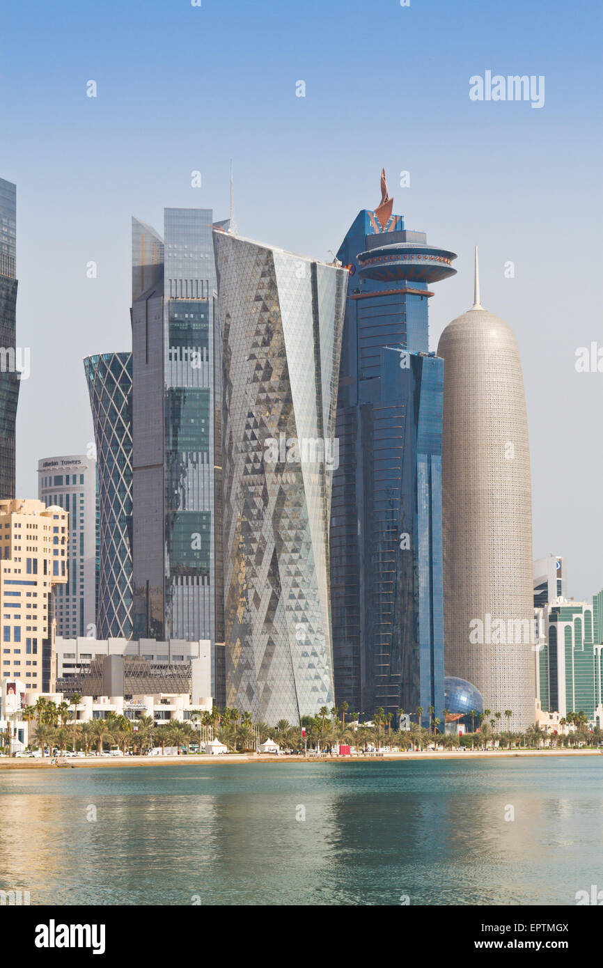 Doha skyscrapers: Al Bidda Tower, WTC Doha & Burj Qatar Stock Photo