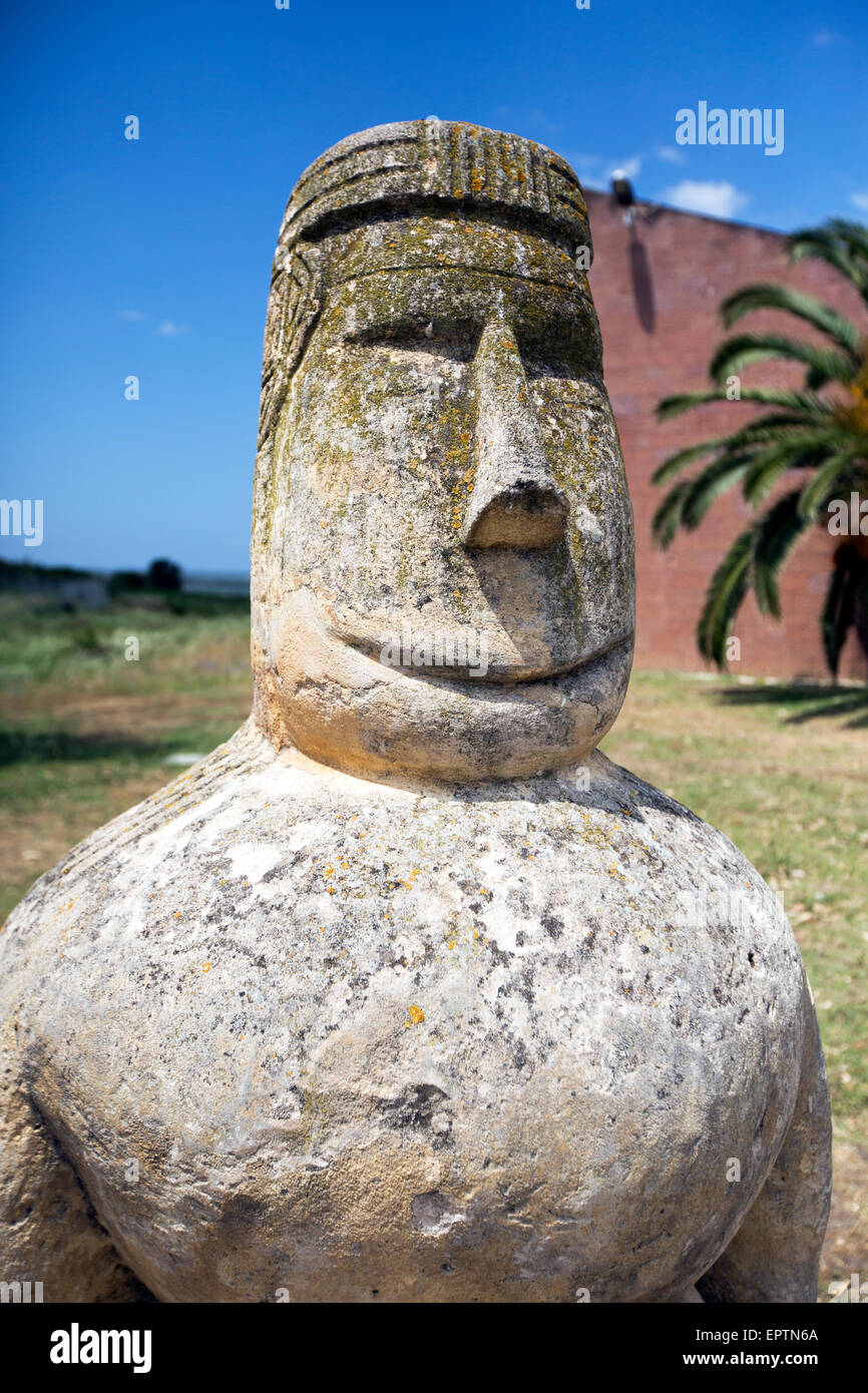 Sculpture outside the Archeological Museum Cabras Sardinia Italy Stock Photo