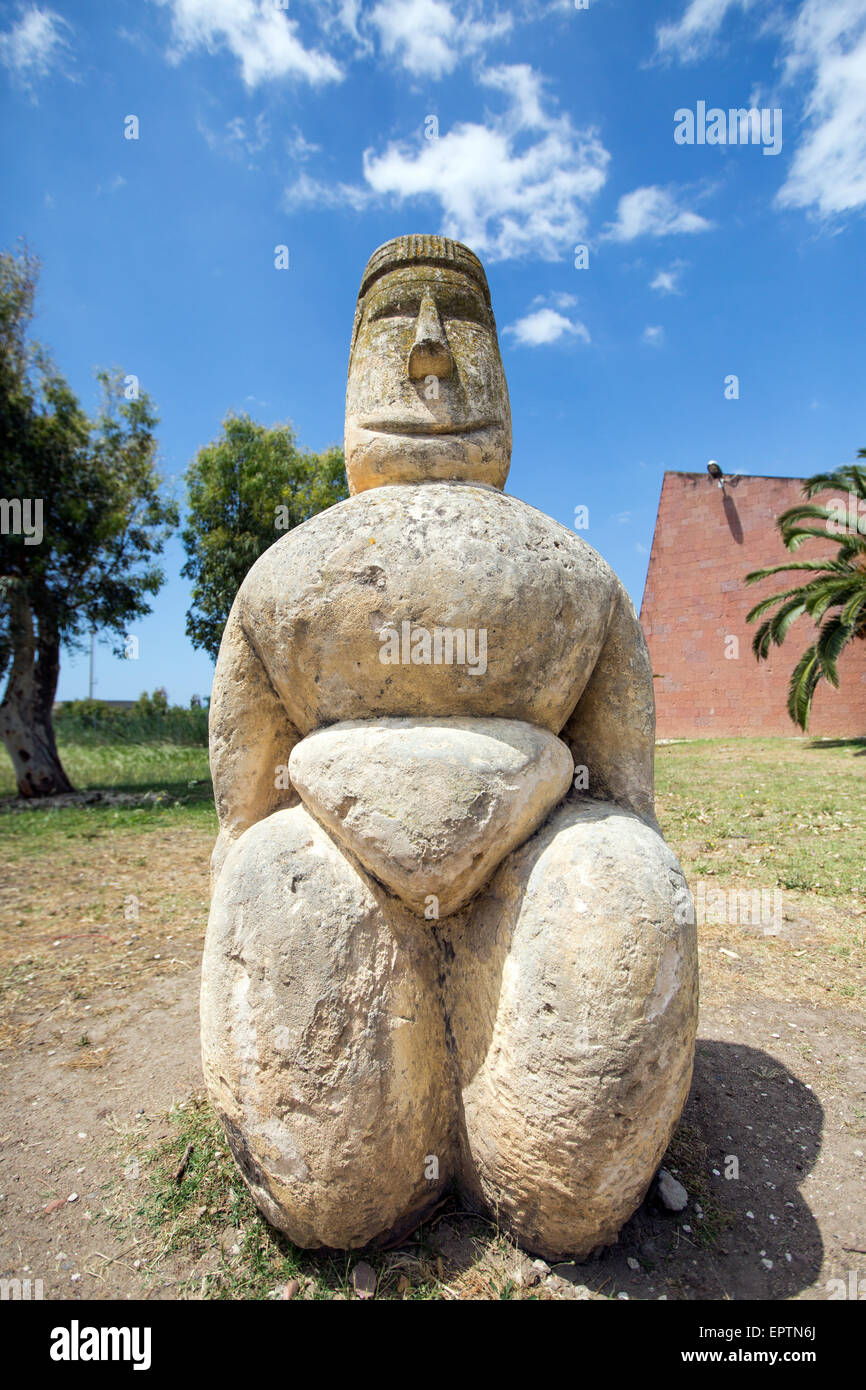 Sculpture outside the Archeological Museum Cabras Sardinia Italy Stock Photo