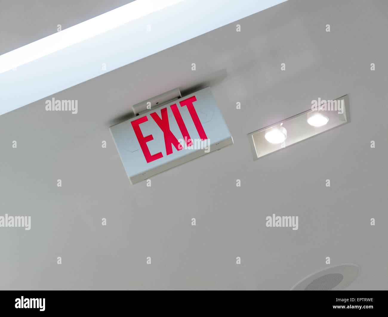 Low angle view of Exit Sign Stock Photo