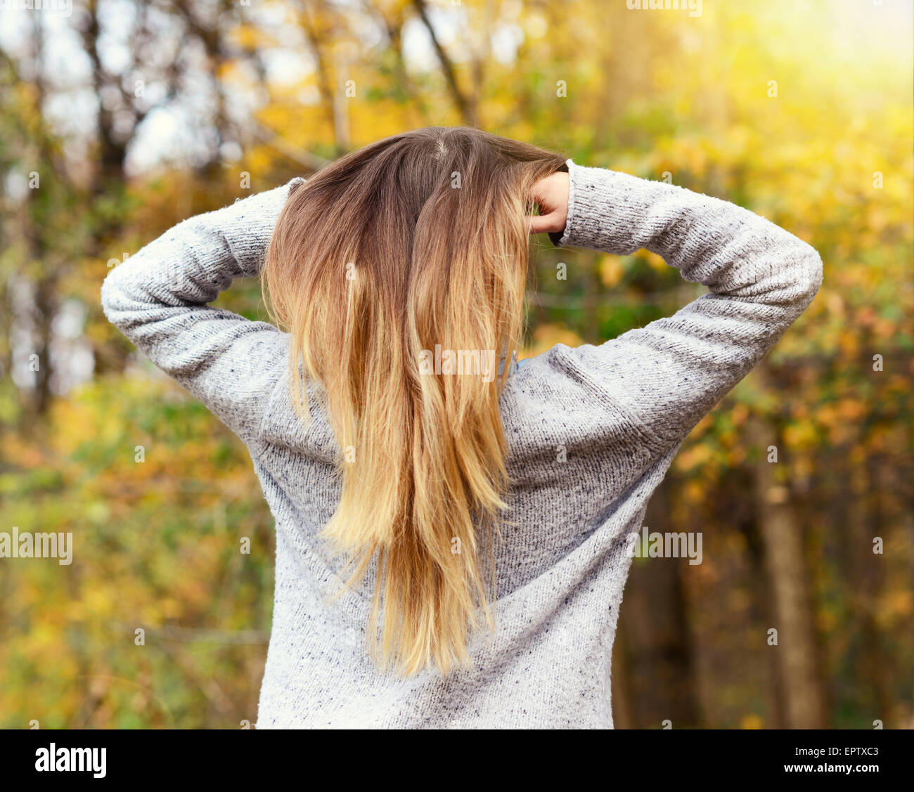 Happy woman enjoying nature hi-res stock photography and images - Alamy