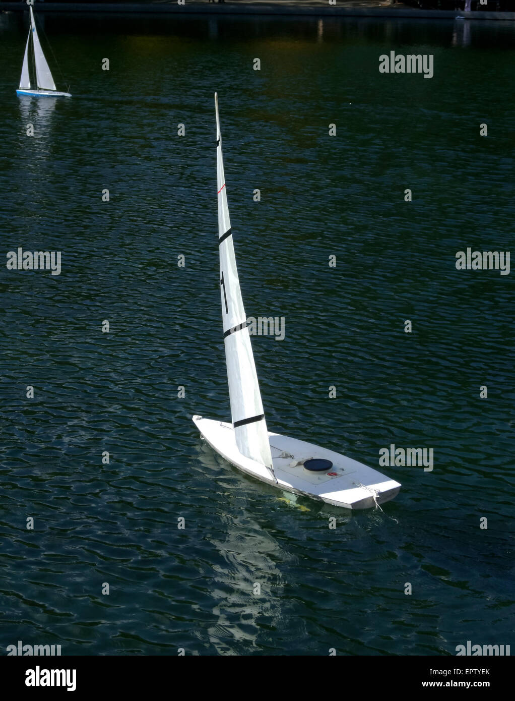Sailboat moving in a lake Stock Photo Alamy