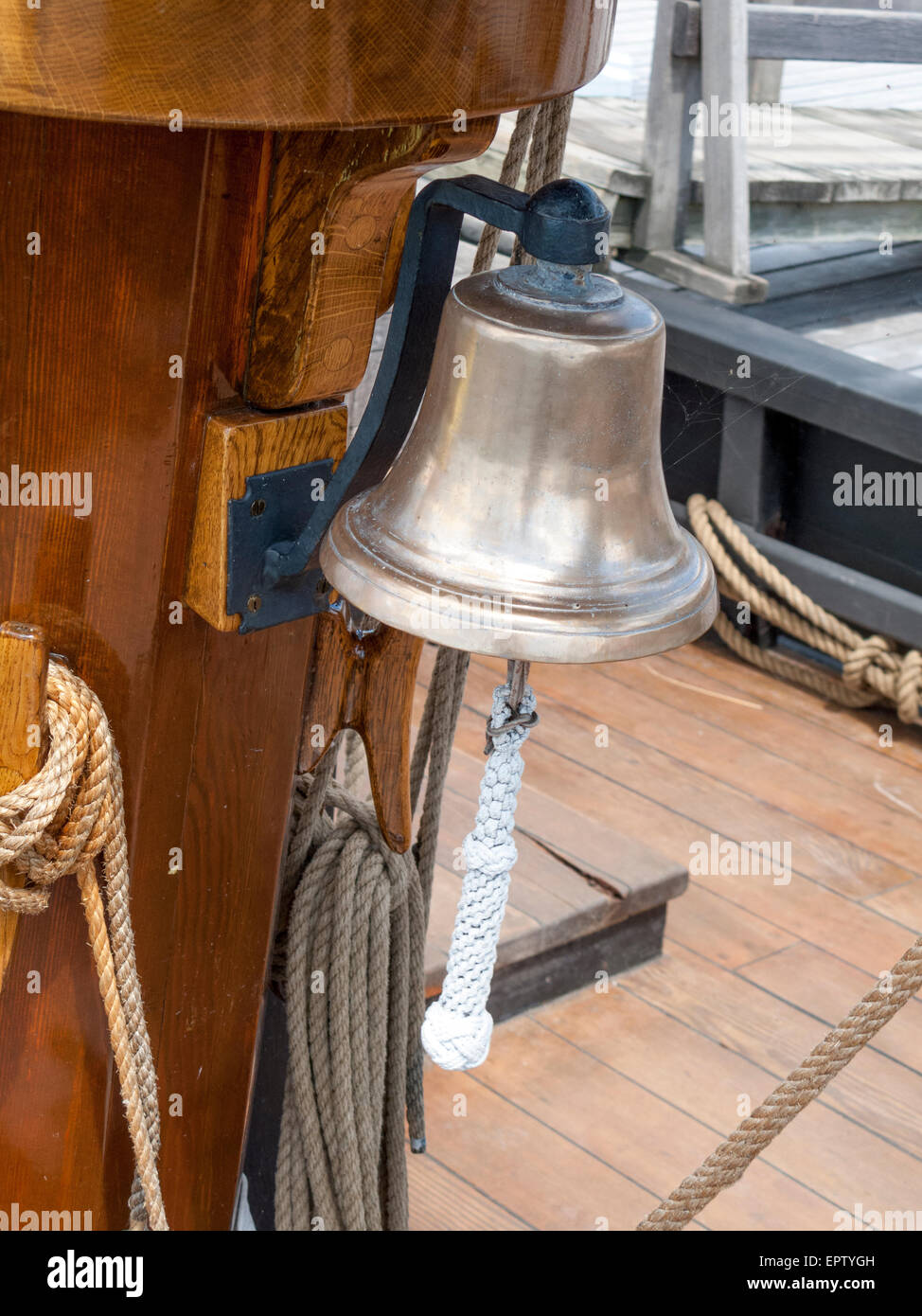 Bell hanging in a boat Stock Photo Alamy