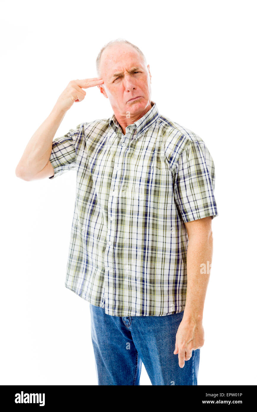 senior caucasian man isolated on a white background Stock Photo