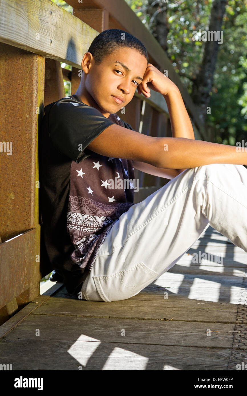 Outdoor portrait of teenage boy Stock Photo - Alamy