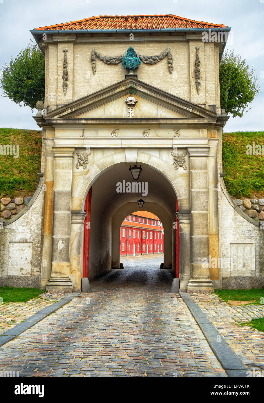 The King's Gate of Kastellet fortresses in Copenhagen, Denmark. Kastellet star fortresses ('the citadel') is one of the best pre Stock Photo