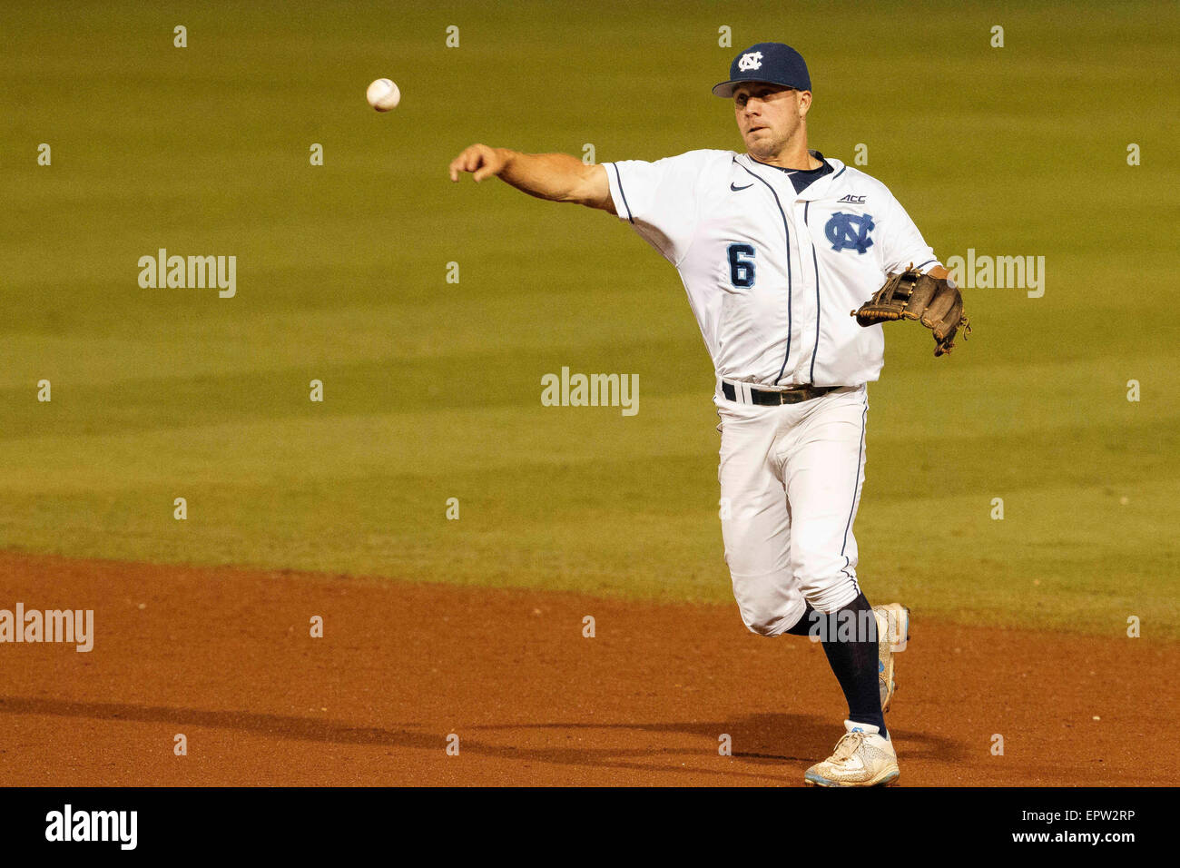 infielder Alex Raburn (6) of the North Carolina Tar Heels makes the ...