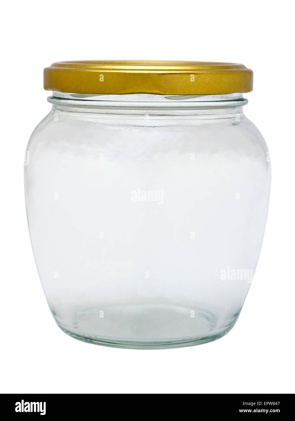an empty glass jar with metal lid isolated on white background Stock ...