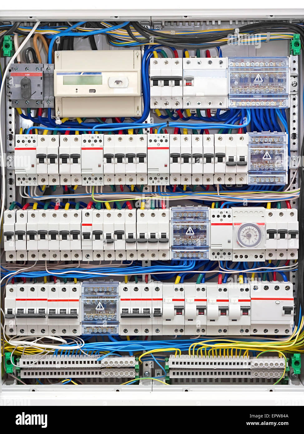electrical panel with fuses closeup Stock Photo Alamy