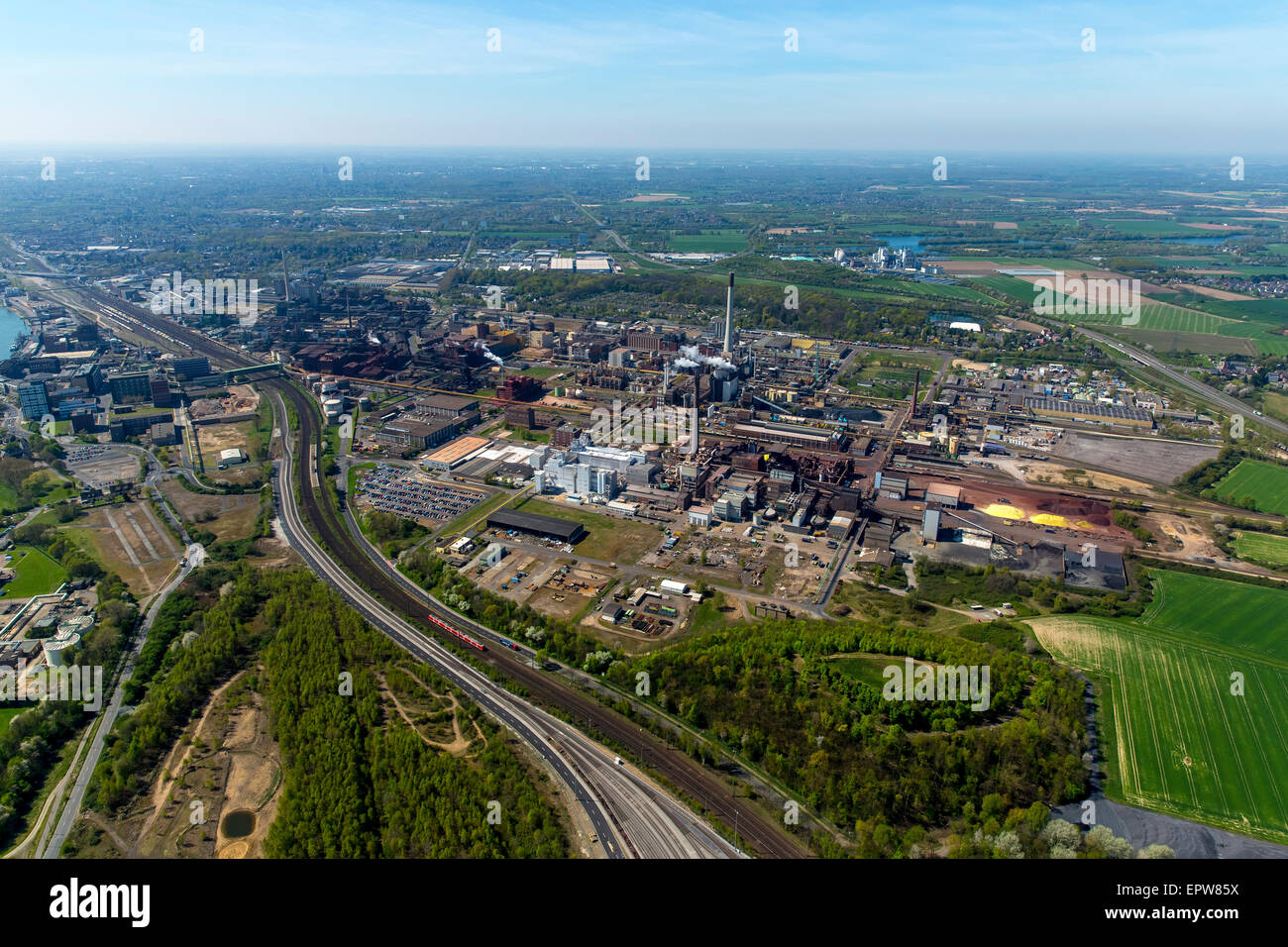 Krefeld Bayer plant, Uerdingen, Ruhr district, North Rhine-Westphalia, Germany Stock Photo