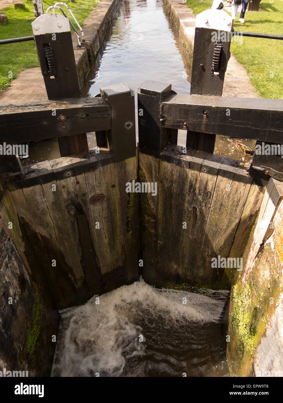 canal lock at  Fradley Junction on The Trent & Mersey canal,Staffordshire,UK.taken 07/05/2015 Stock Photo