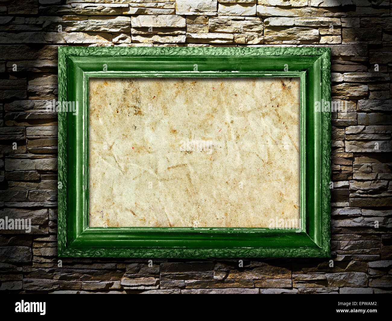 Picture frame on a stone grunge background, highlight Stock Photo - Alamy