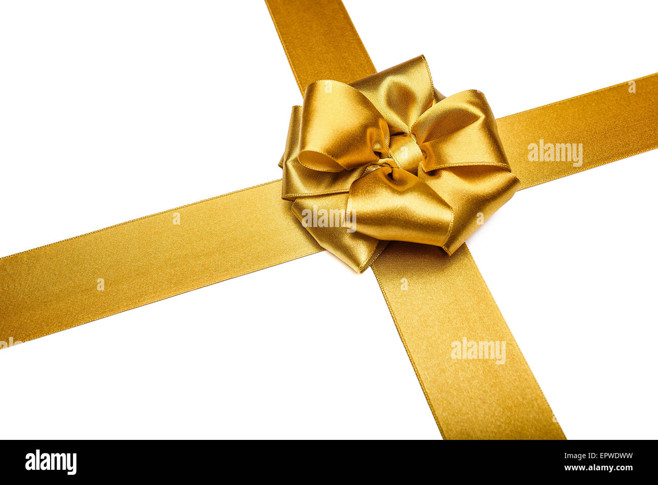 Gold ribbons with bow Stock Photo Alamy