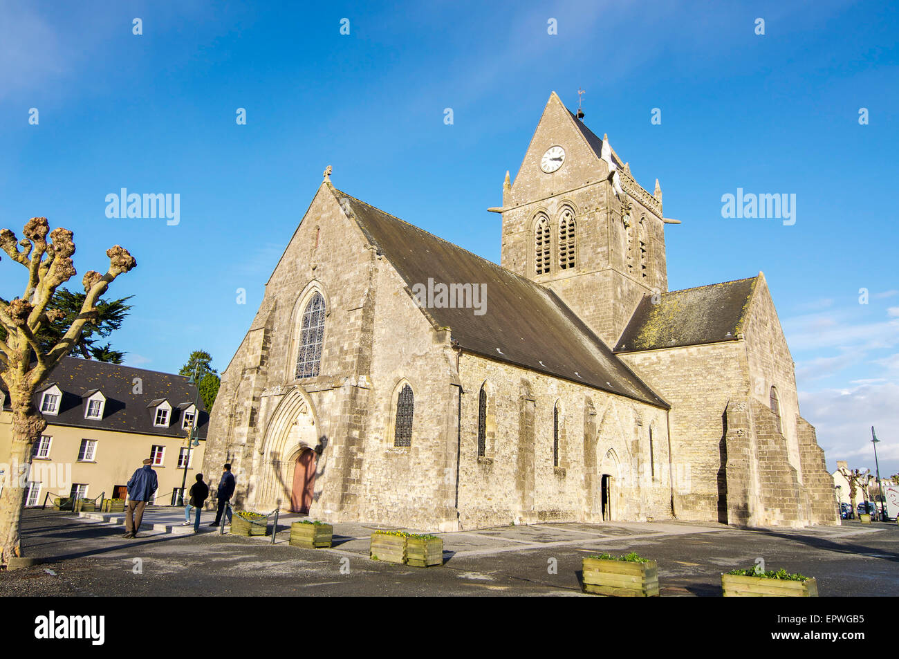 The famous SainteMere Eglise church, depicted in the paratrooper story