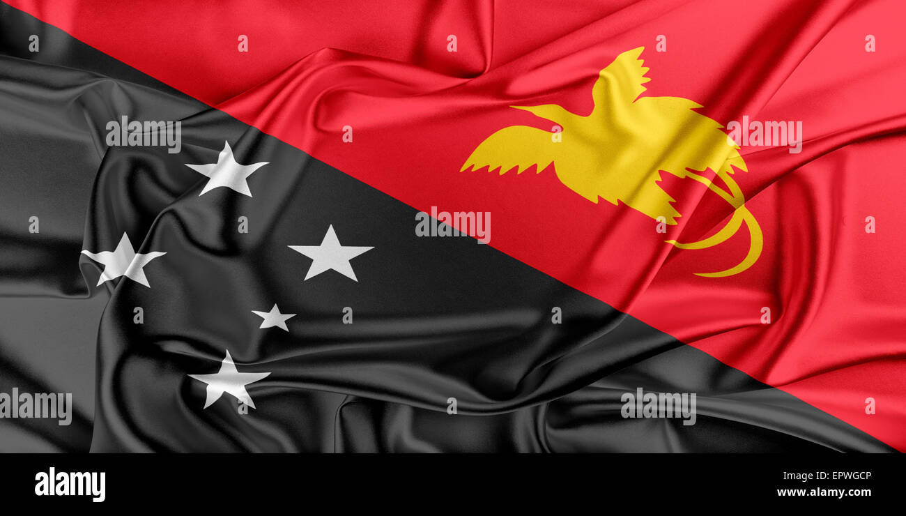 Flag of Papua New Guinea Stock Photo