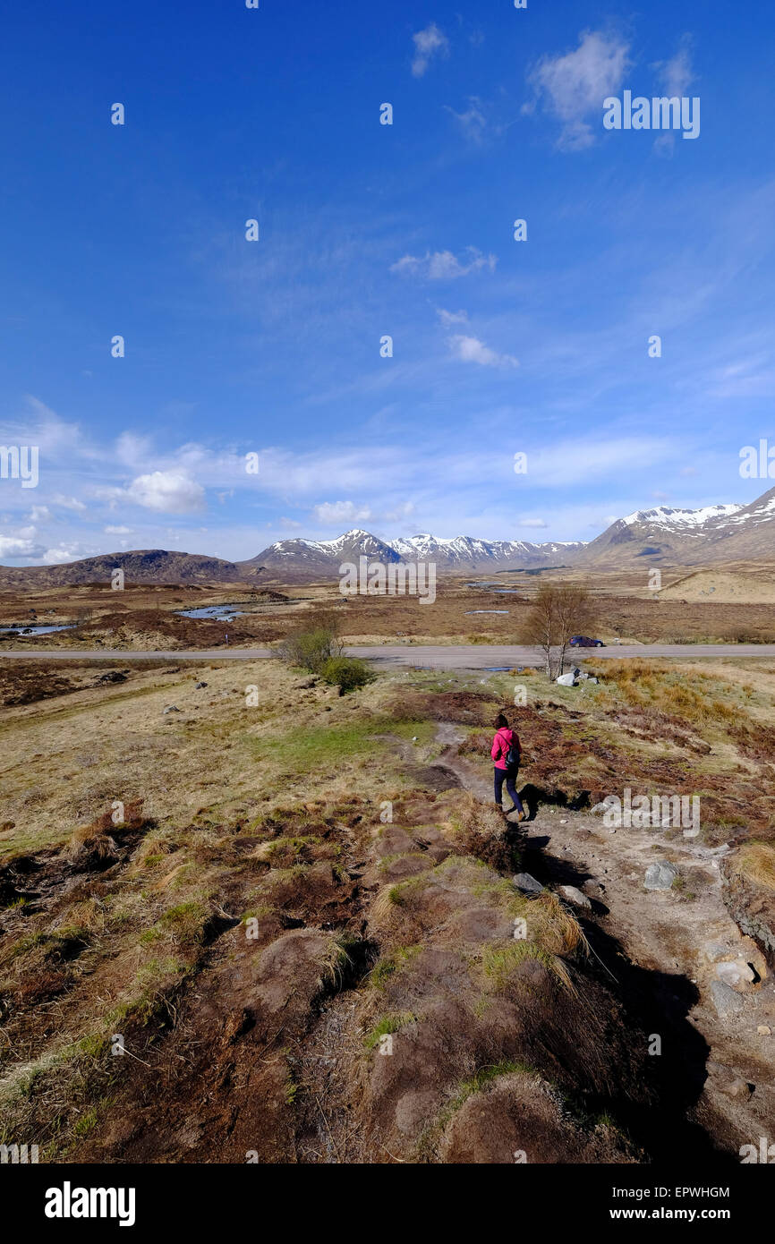 Women taking in the views of the Scottish Highlands on Rannoch Moor Stock Photo