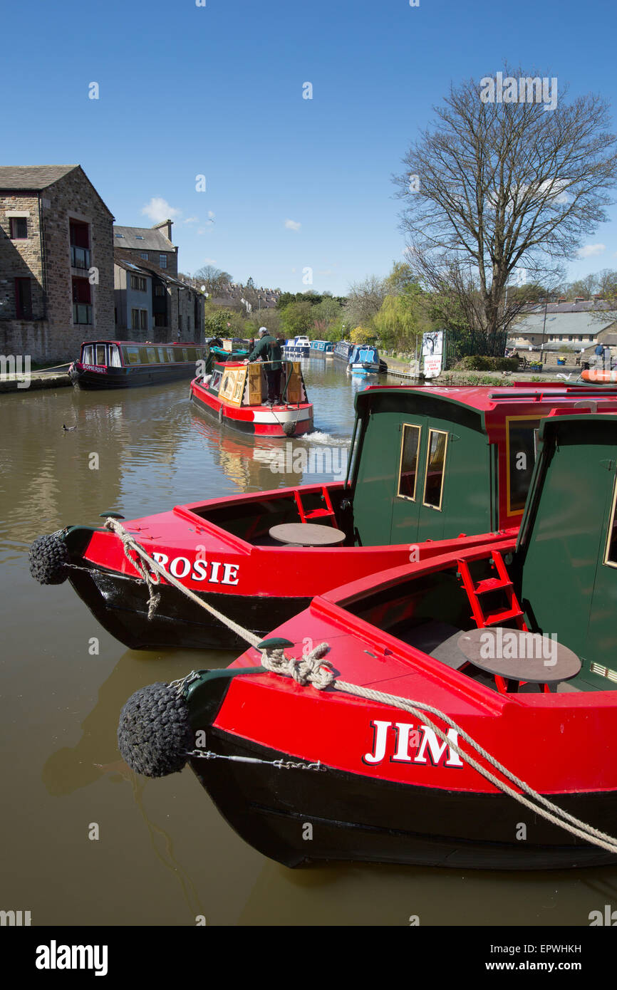 Town of Skipton, England. Picturesque spring view of the Leeds to