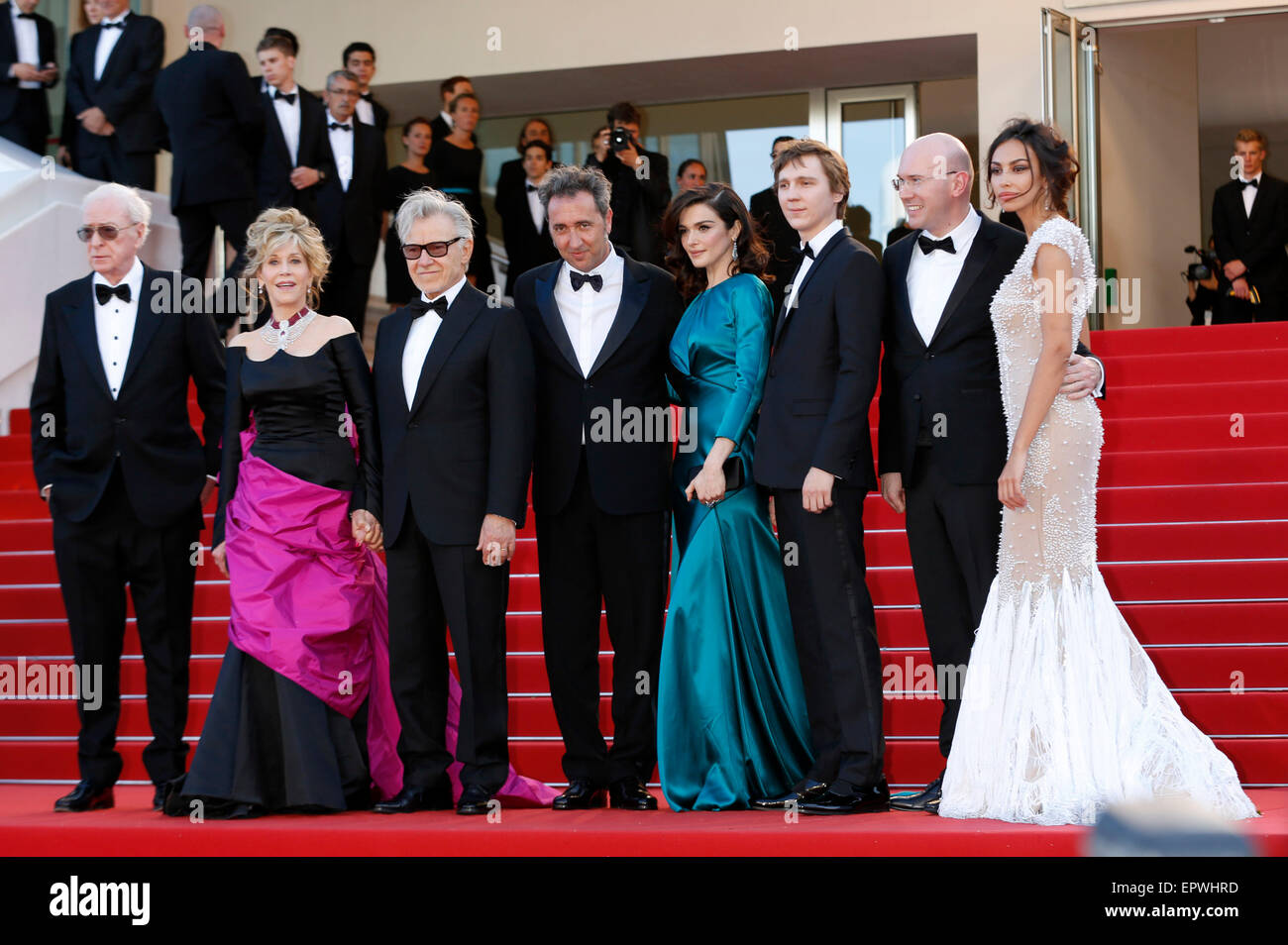 Michael Caine, Jane Fonda, Harvey Keitel, Paolo Sorrentino, Rachel Weisz, Paul Dano, Alex Mcqueen und Madalina Ghenea attending the 'Youth' premiere at the 68th Cannes Film Festival on May 20, 2015/picture alliance Stock Photo