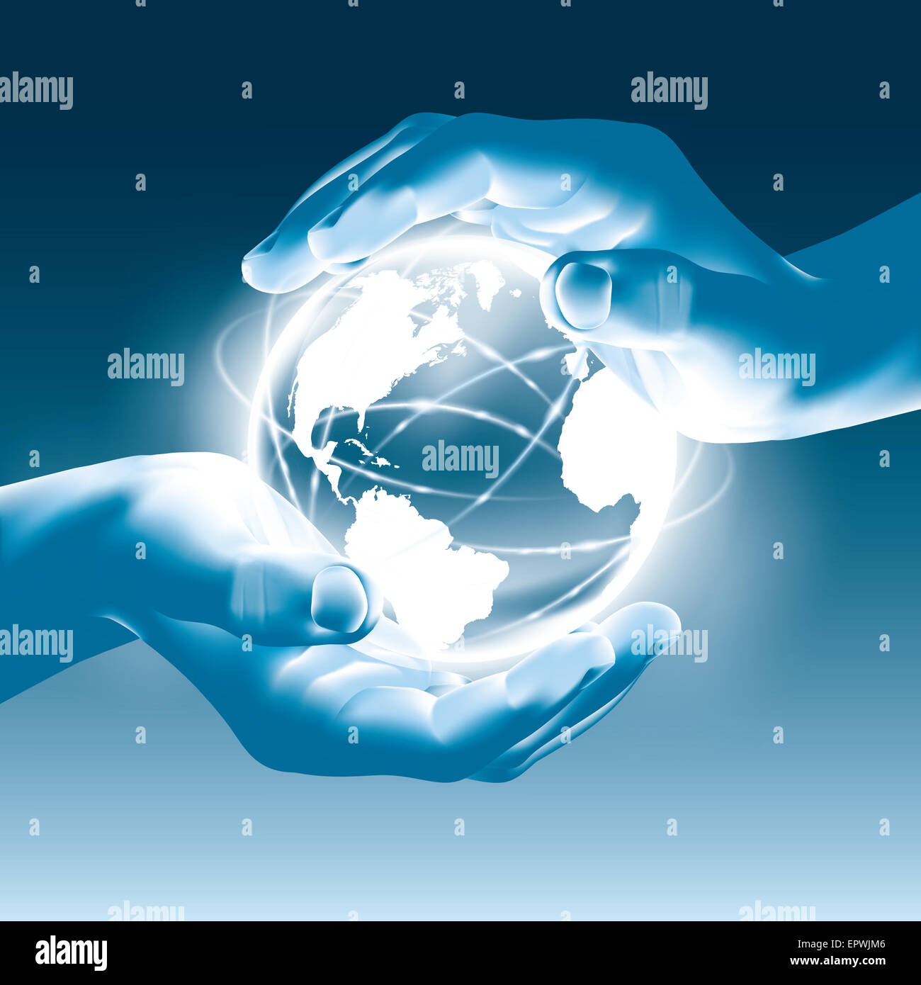 Holding a glowing earth globe in hands - save the world - concept of ...