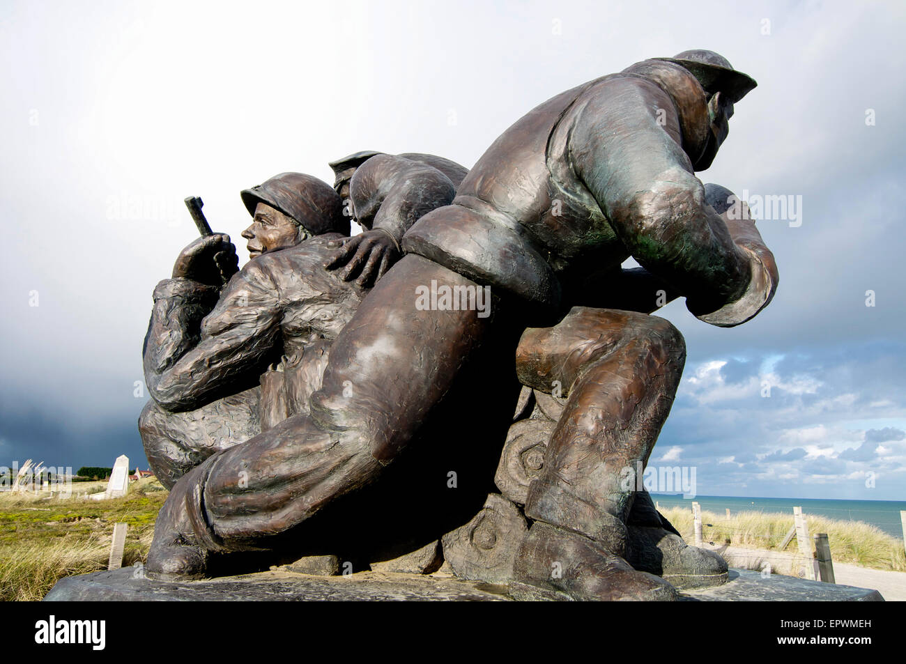 U s navy monument facing the sea at utah beach in normandy france
