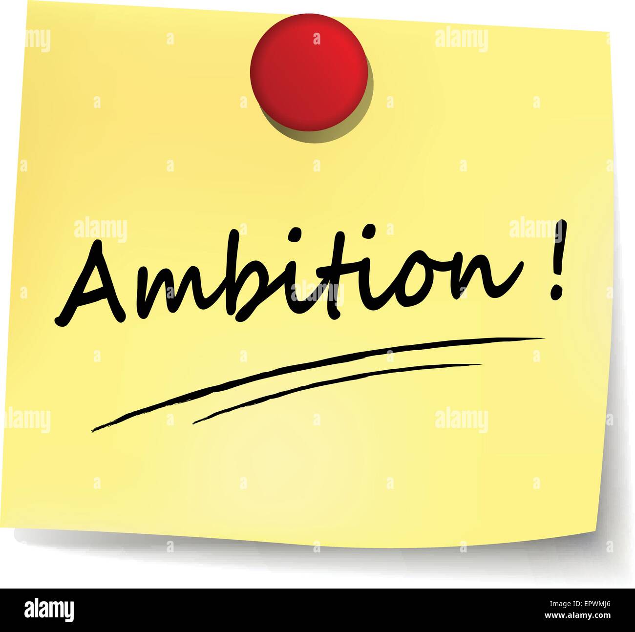 illustration of ambition yellow note on white background Stock Vector