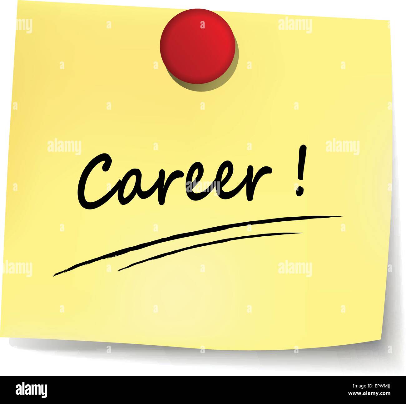 illustration of career yellow note on white background Stock Vector