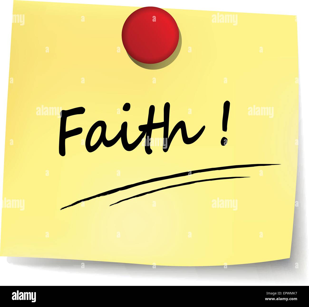 illustration of faith yellow note on white background Stock Vector