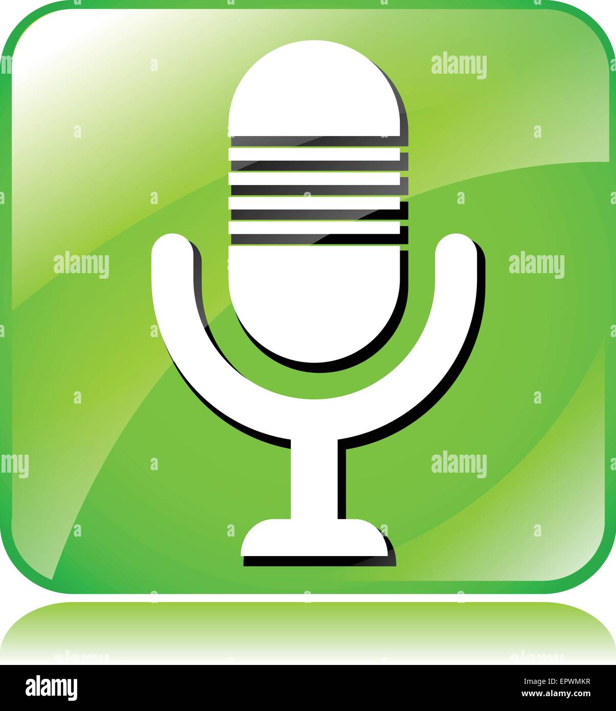 illustration of green microphone icon on white background Stock Vector
