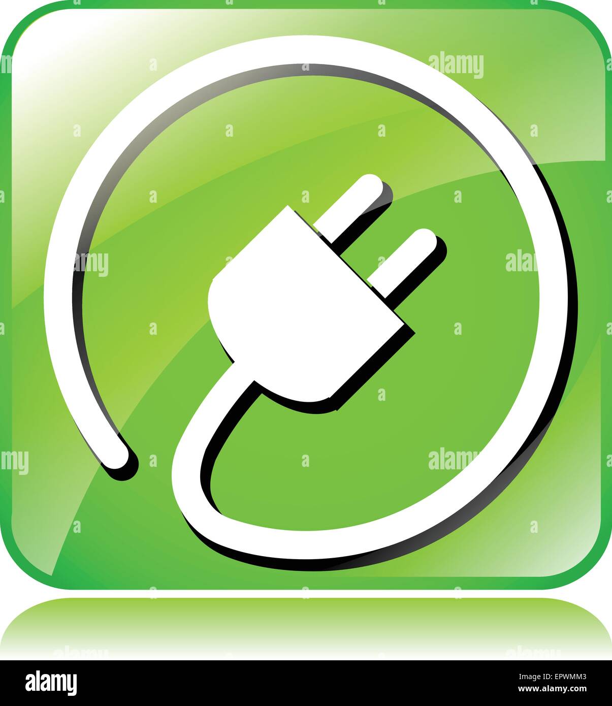 illustration of green electric plug icon on white background Stock ...