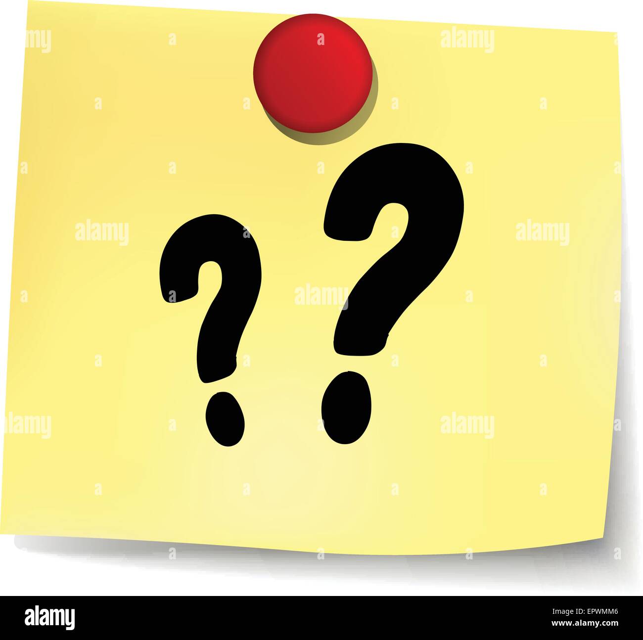 illustration of questions yellow note on white background Stock Vector