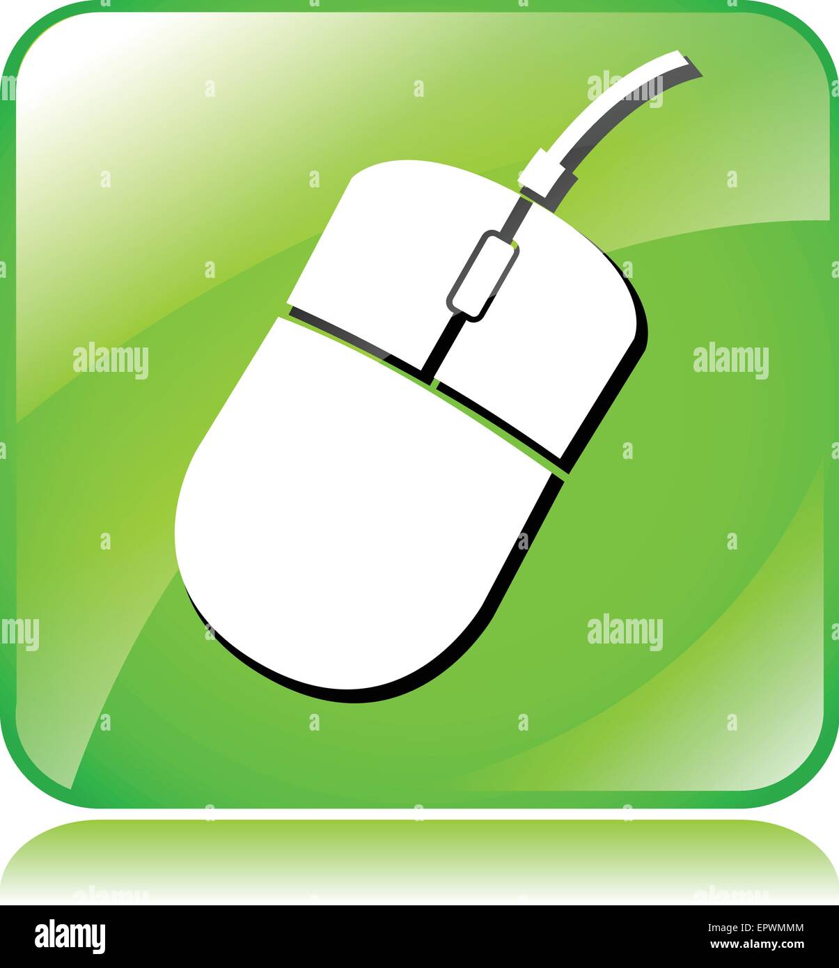illustration of green computer mouse icon on white background Stock Vector
