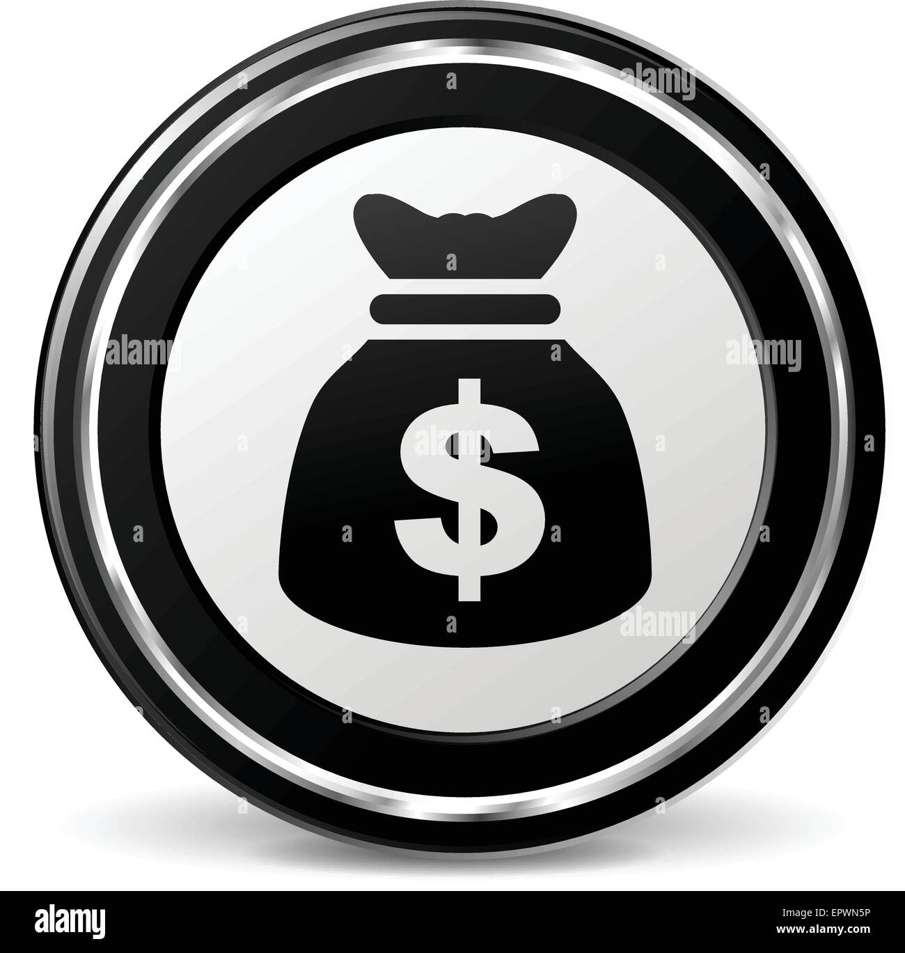 illustration of dollar bag icon with metal ring Stock Vector