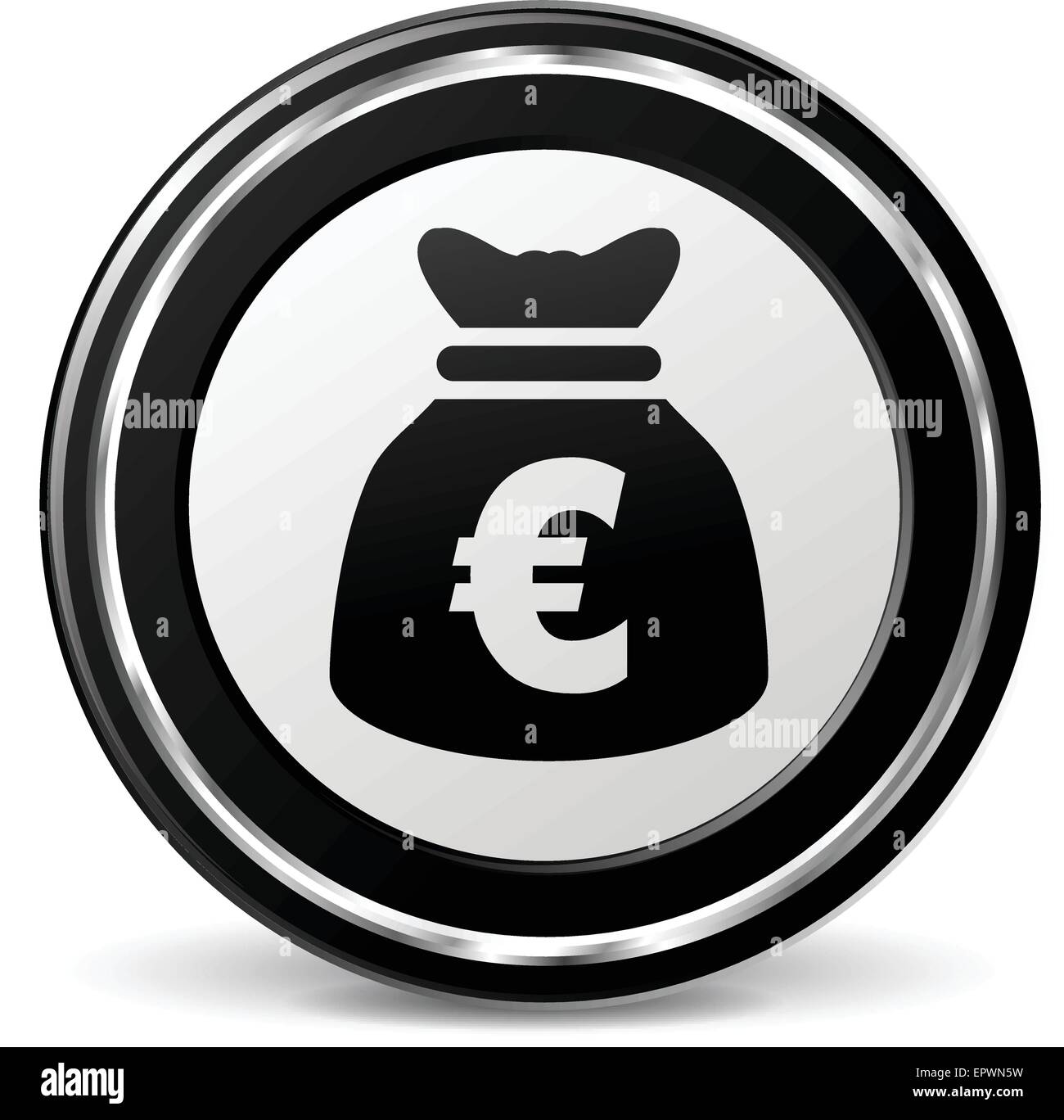 illustration of euro bag icon with metal ring Stock Vector