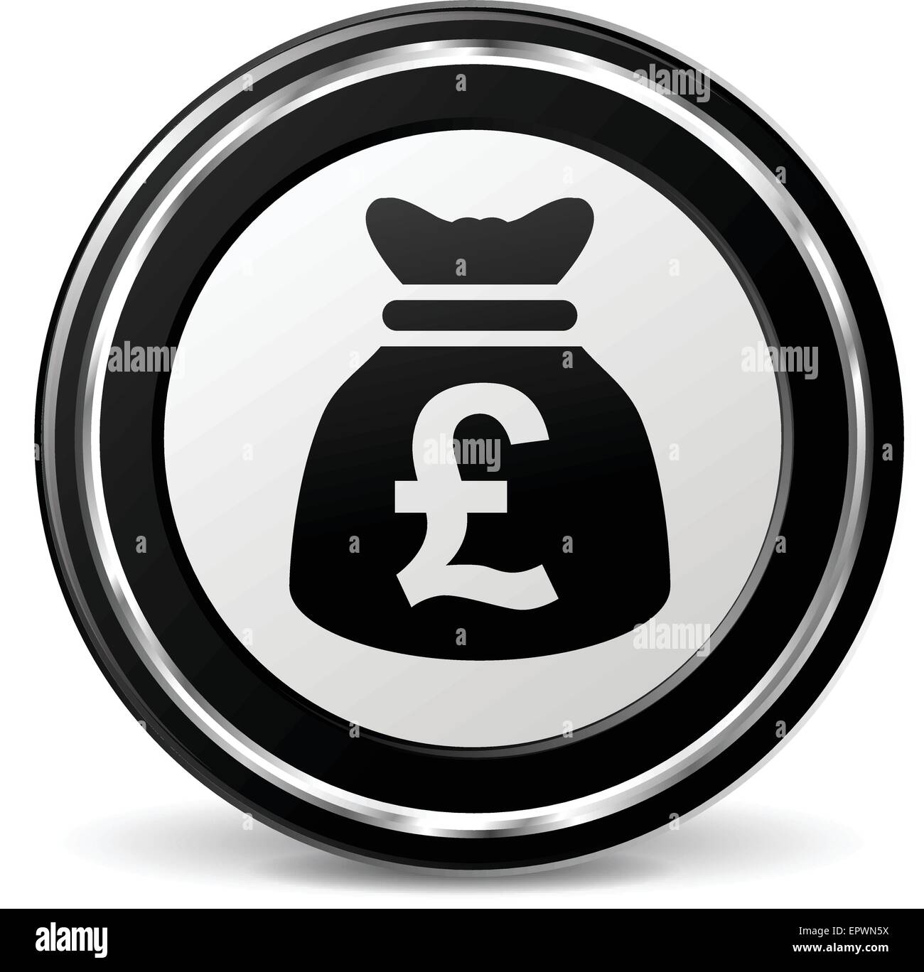 illustration of pound sterling icon with metal ring Stock Vector
