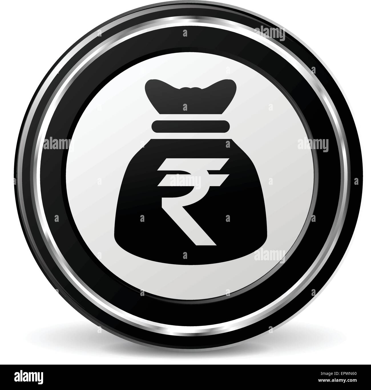 illustration of rupee bag icon with metal ring Stock Vector