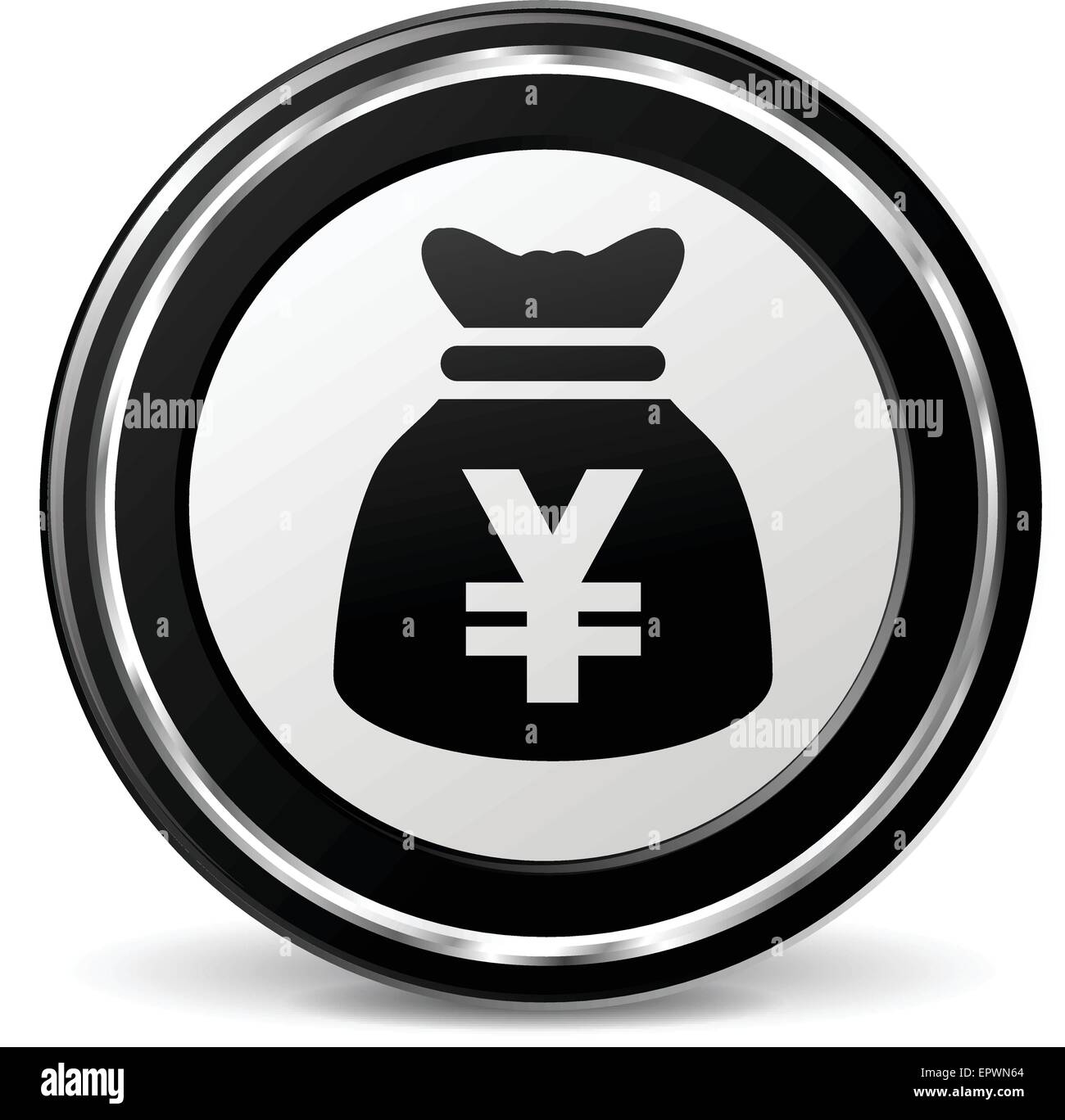 illustration of yen bag icon with metal ring Stock Vector