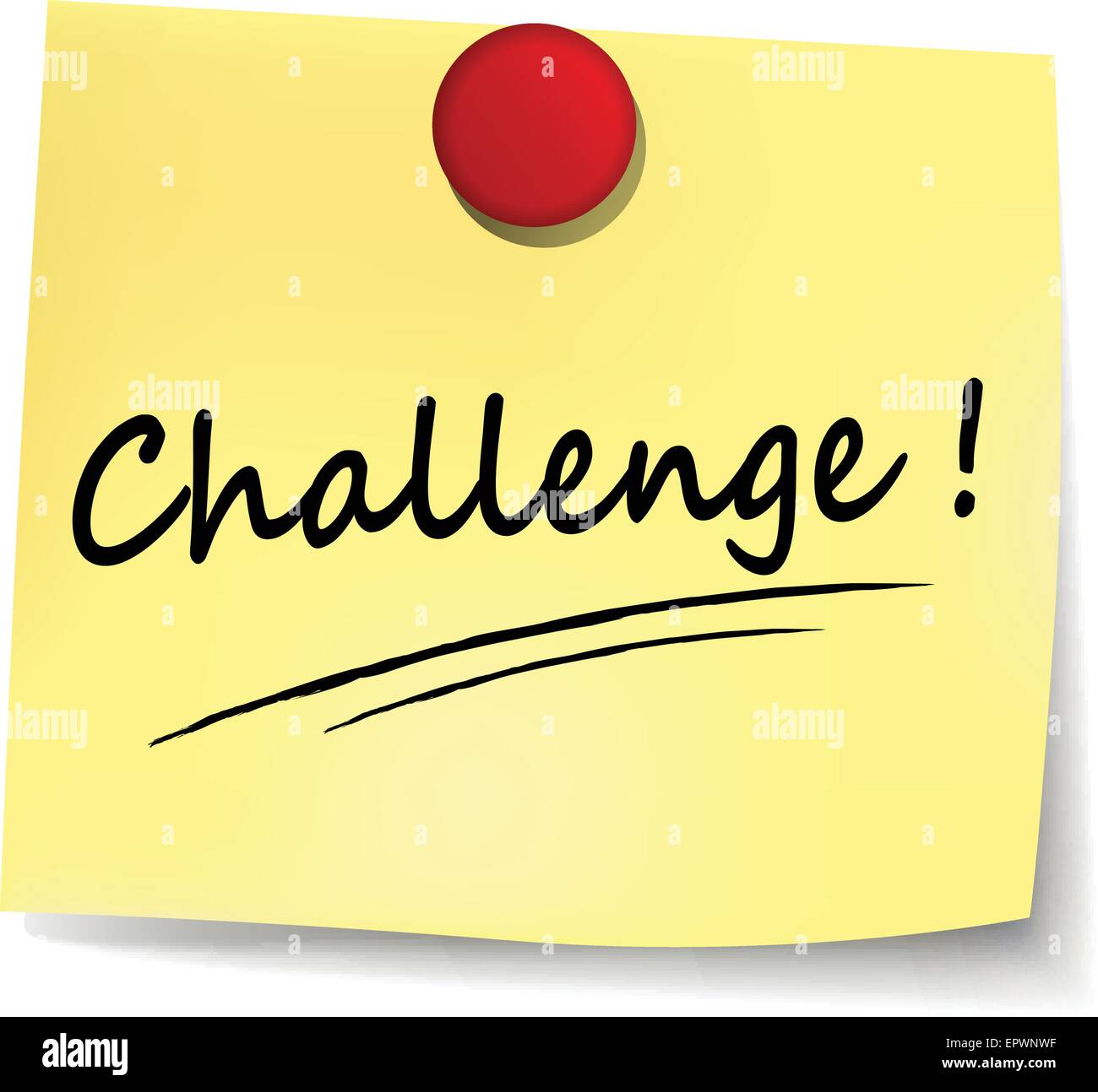 illustration of challenge yellow note on white background Stock Vector