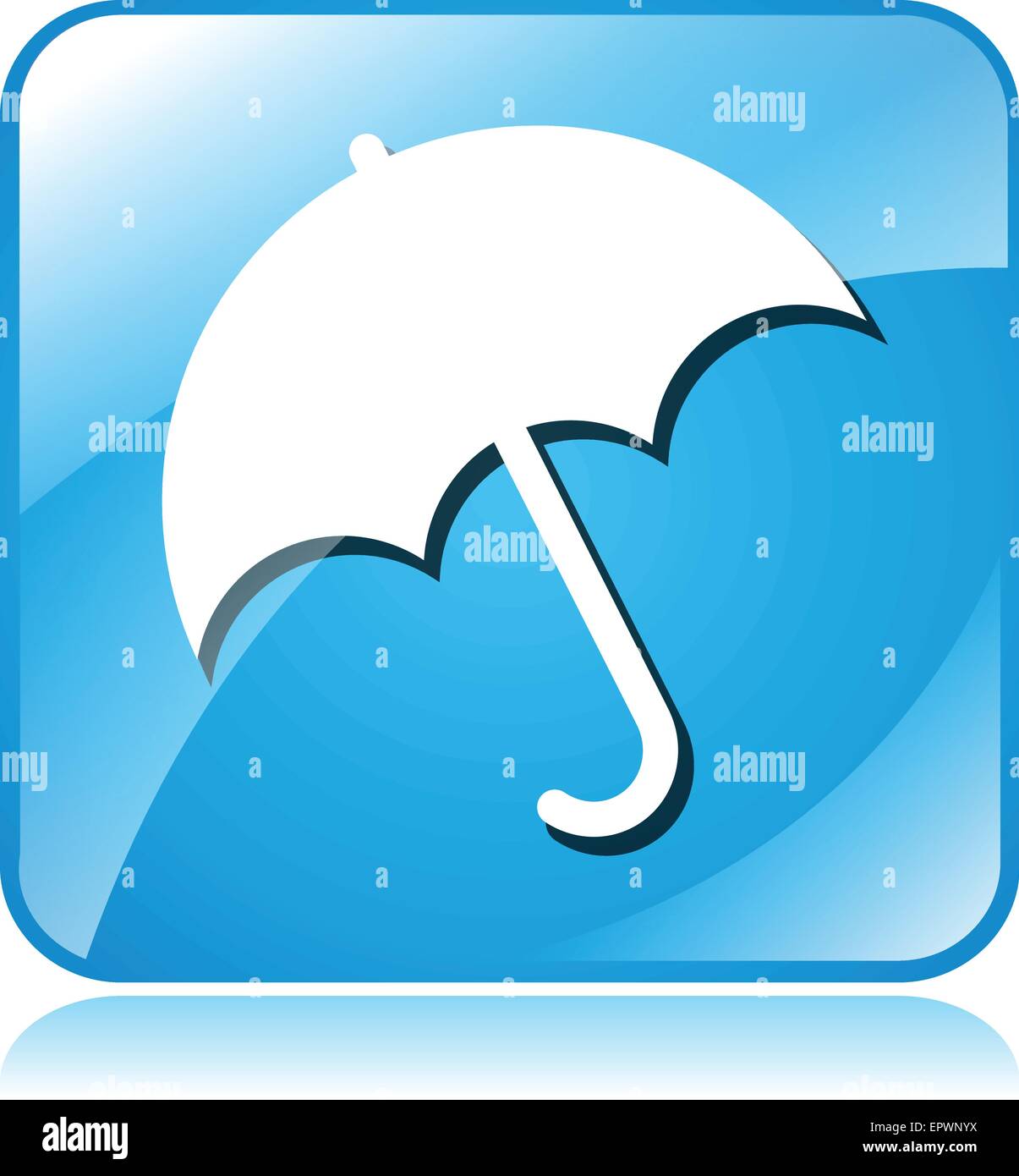 illustration of umbrella blue square icon on white background Stock ...
