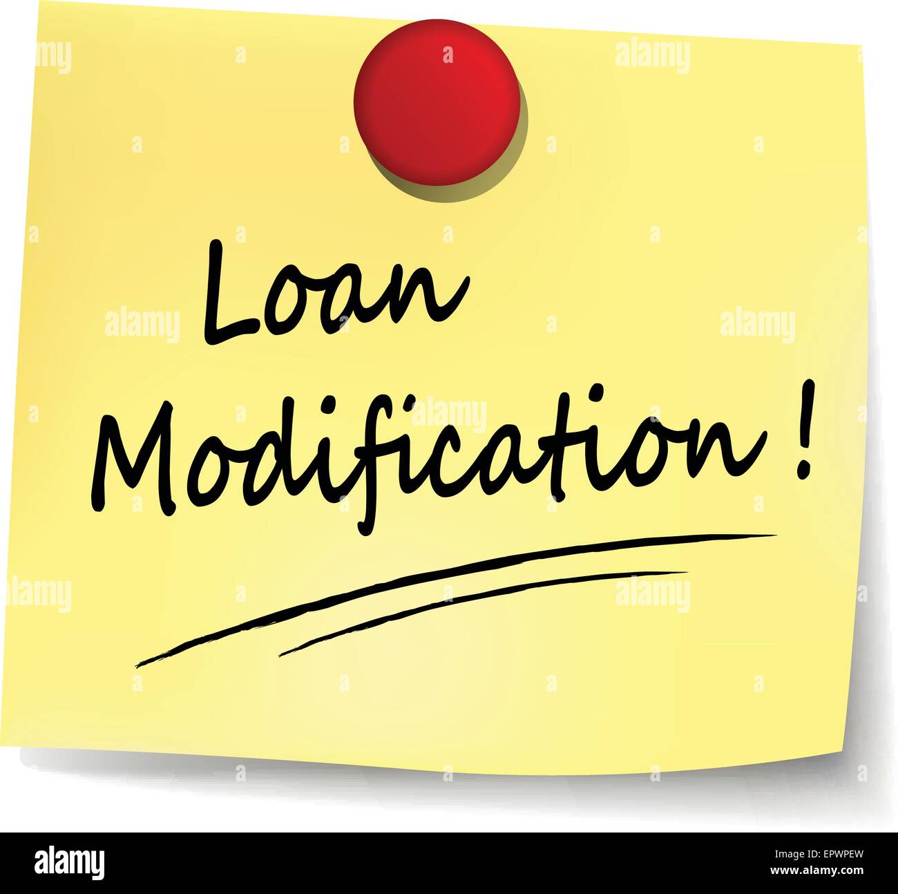 illustration of loan modification note on white background Stock Vector
