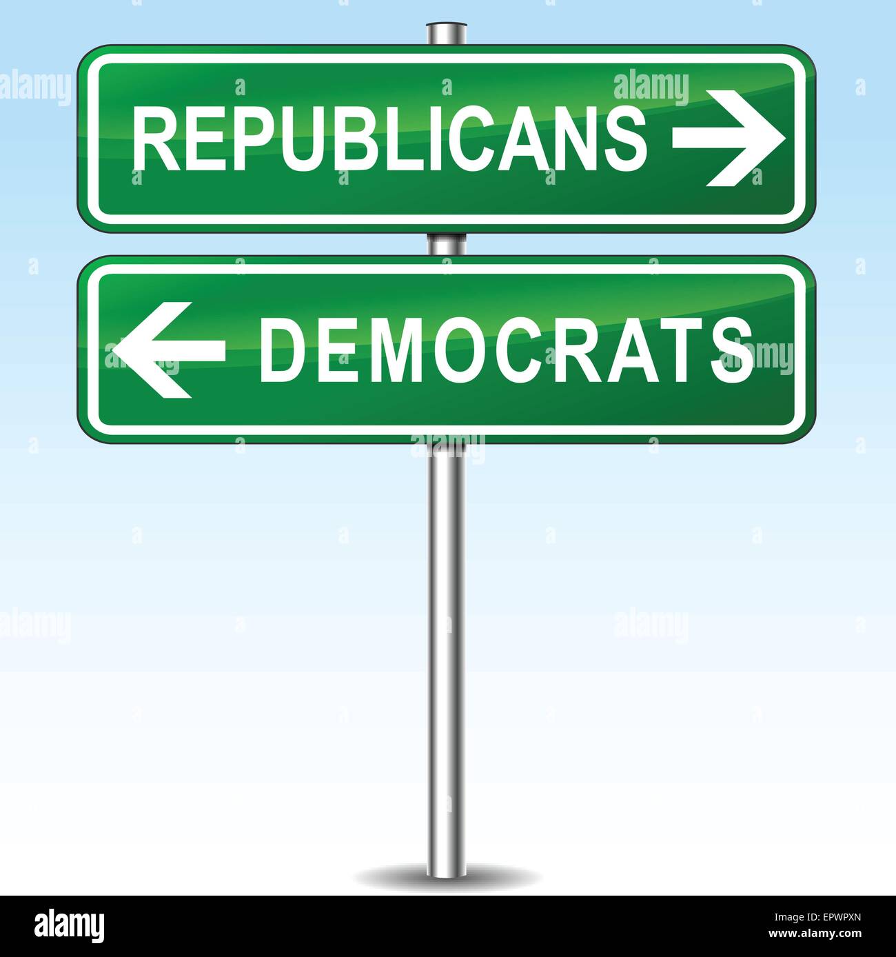 illustration of republicans and democrats directions signs Stock Vector