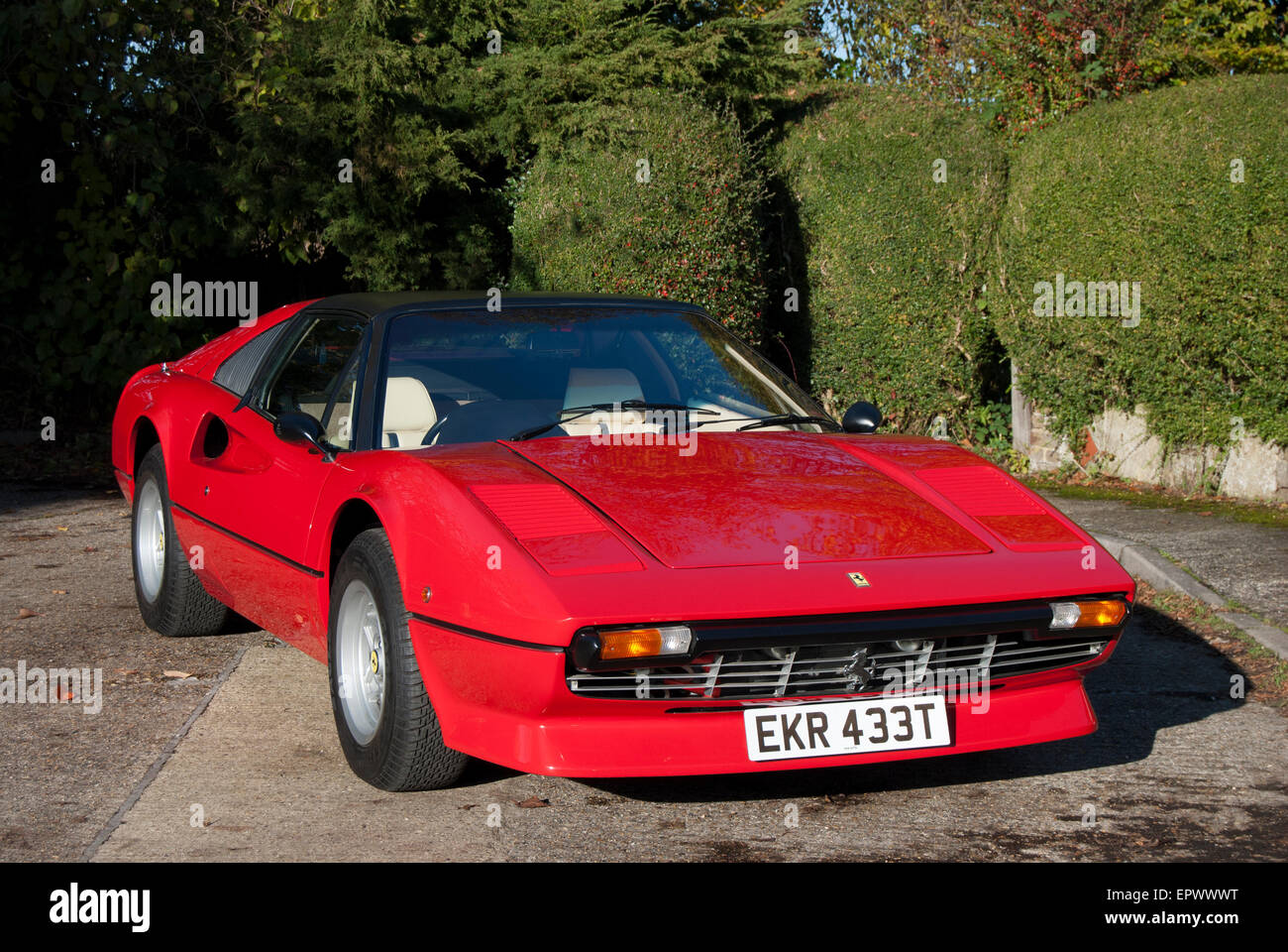 Magnificent red Ferrari 308, classic sports car. Stock Photo